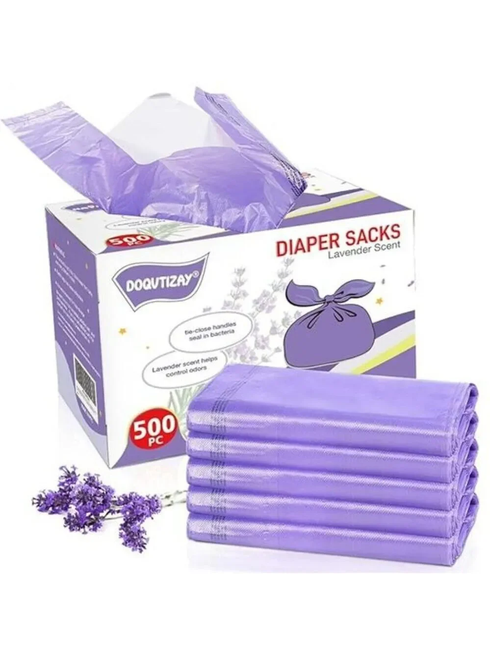 Lavender Scented Disposable Diaper Bags 500 Count Baby Pet Waste Trash Sack
